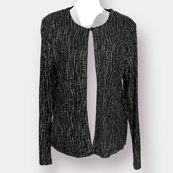 Elegant Evening Tank Cardigan 2 piece Set Black Silver Size L Connected Apparel - Picture 5 of 9